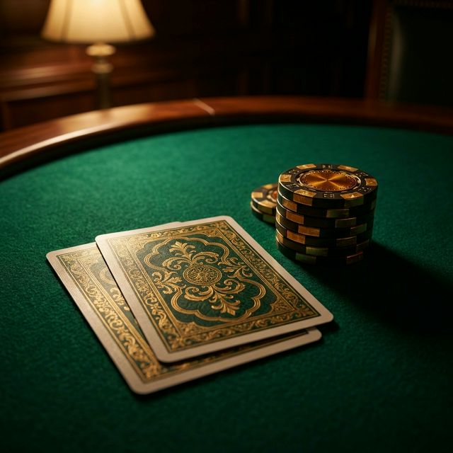 Hole cards face down with chips